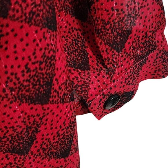 Catherines top red black & metallic sheer longsleeve button up 3X - Picture 4 of 5